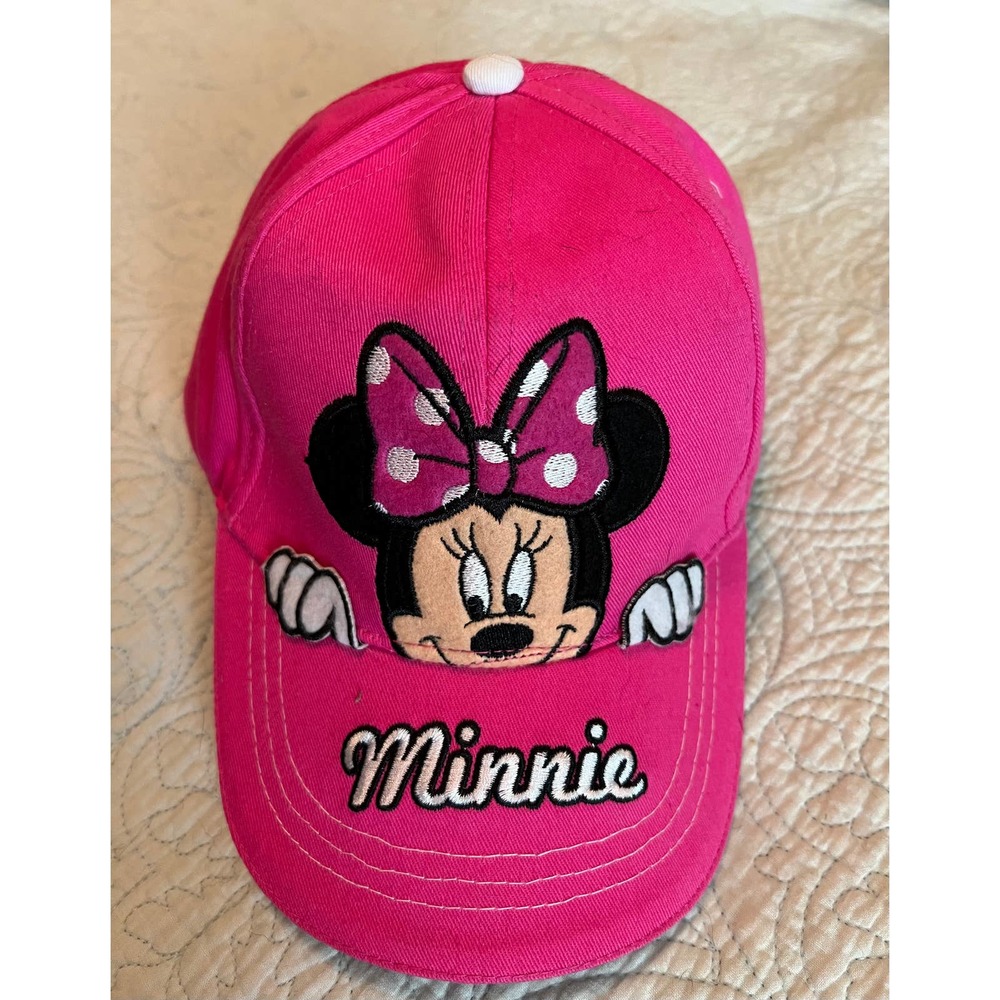 Minnie Mouse Baseball Style Hat Adjustable Velco Strap Pink